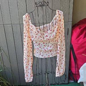 Chic Floral Print Long Sleeve Blouse